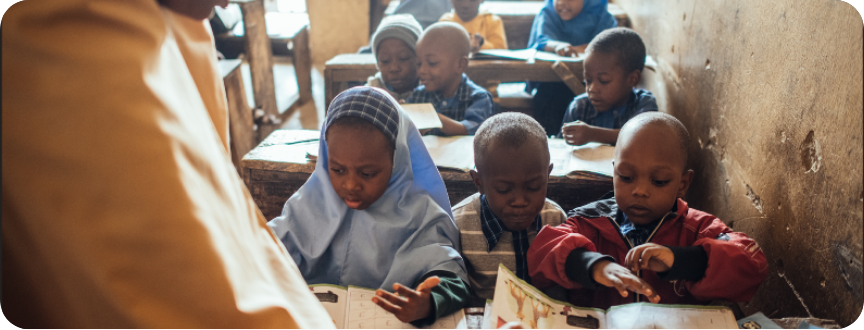 Children studying in classroom