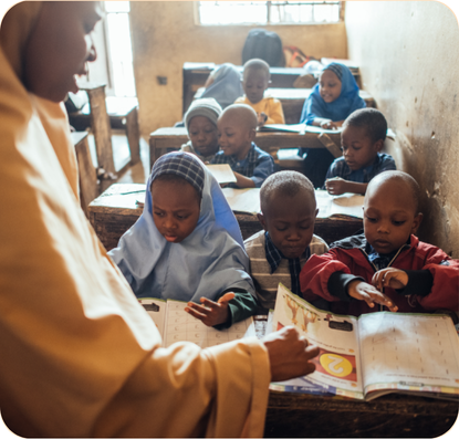 Children studying in classroom