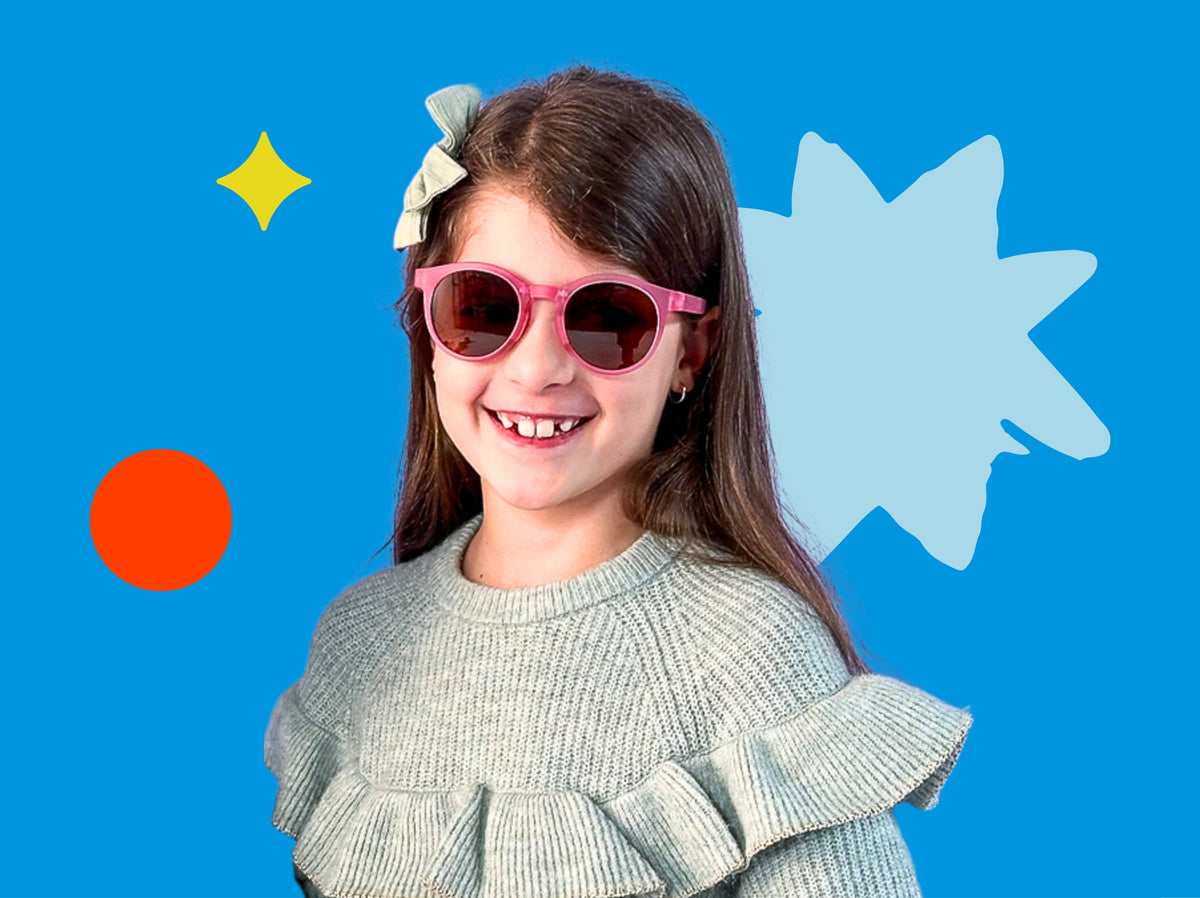 Patch on a smiling child, designs fanned out