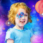 Smiling child wearing a Disney and Pixar Elio eye patch