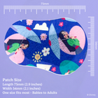 Disney Princess eye patch size guide: 75 mm long, 54 mm wide