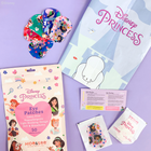 Disney Princess eye patches flat lay with pouch, reward chart and instructions