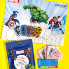 Marvel eye patches flat lay with pouch, Avengers reward chart and instructions