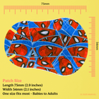 Marvel Spider-Man eye patch size guide: 75 mm long, 54 mm wide