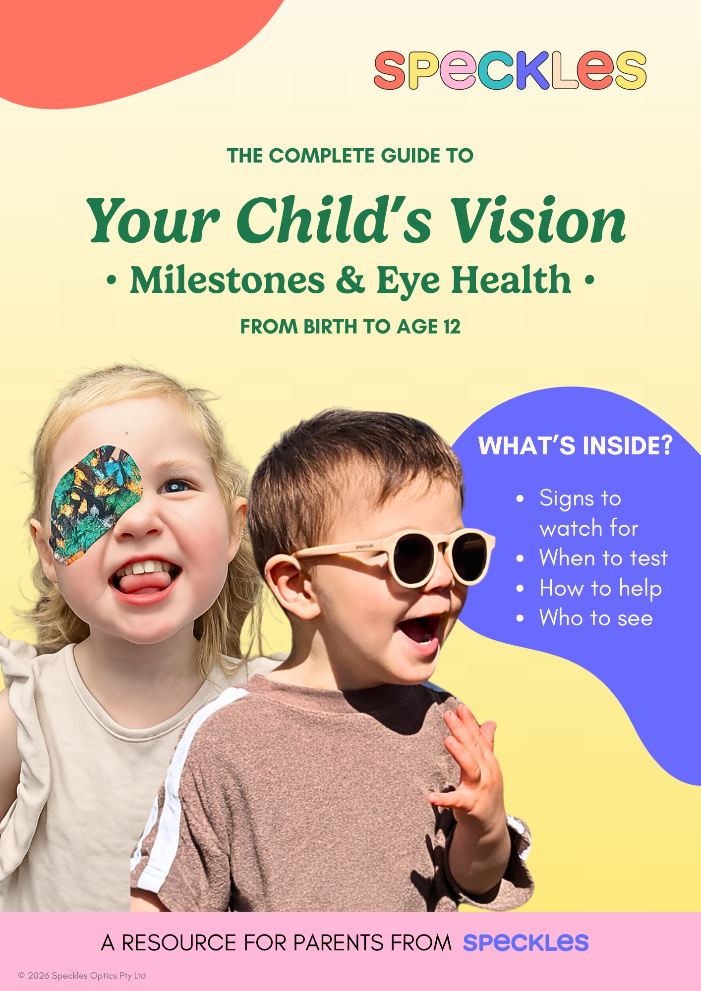 Free children's vision guide by Speckles, written by a paediatric orthoptist
